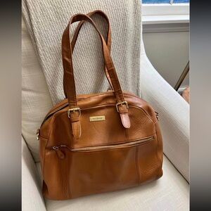 Lily Jade Rosie Leather Convertible Tote Diaper Bag Organizer Strap Insert Tan